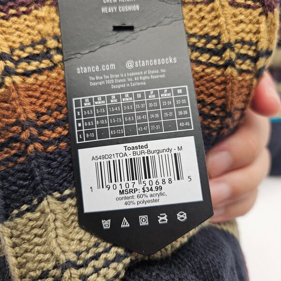 LOT OF 2 - STANCE UNISEX MEDIUM IN HOUSE NON SLIP SLIPPERS BURGUNDY NWT - Picture 2 of 3